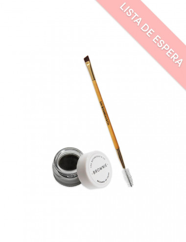 Balsamo Brownie para pintar y fortalecer cejas y brocha de bambu ecologico